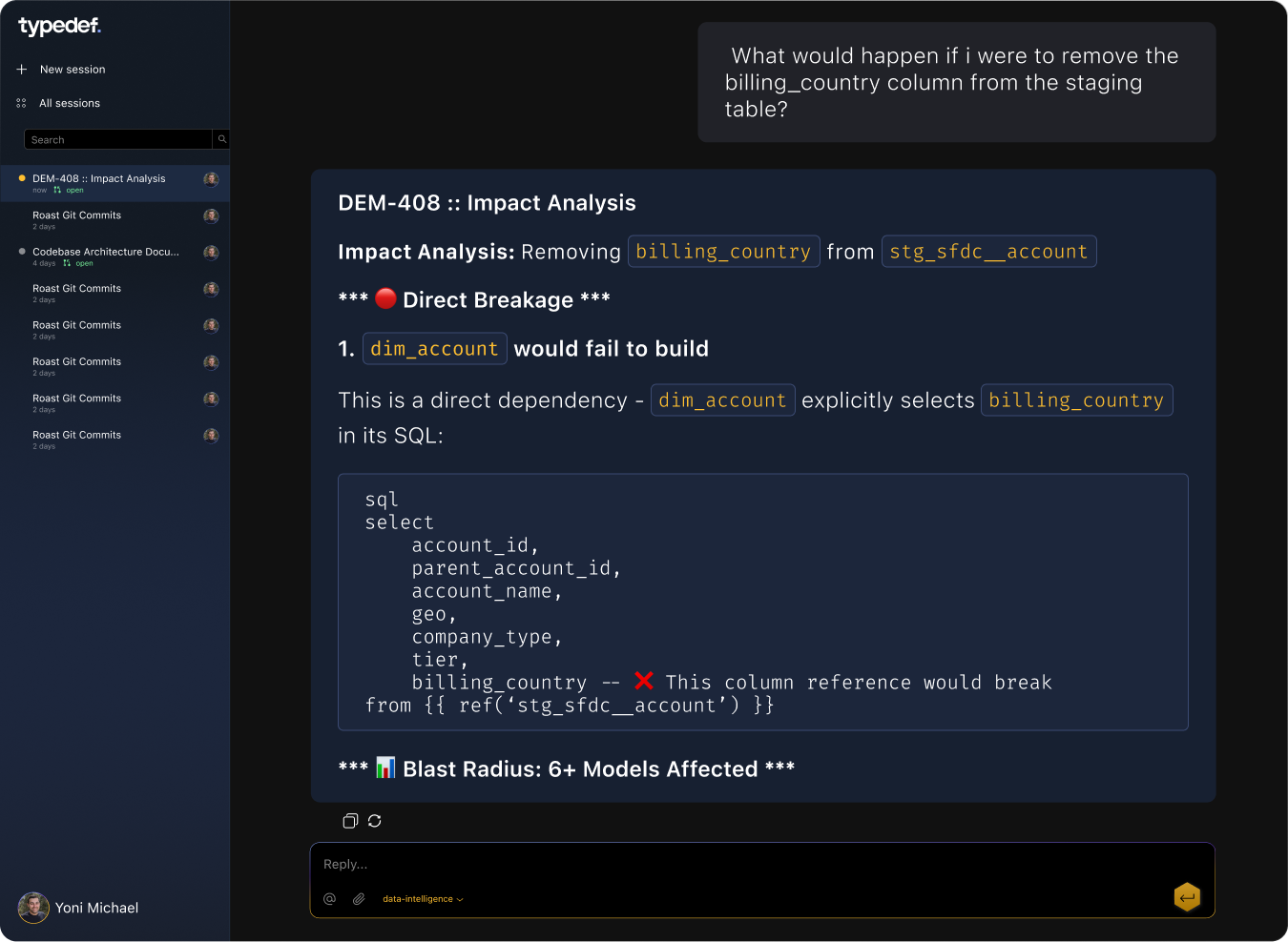 Impact analysis visualization